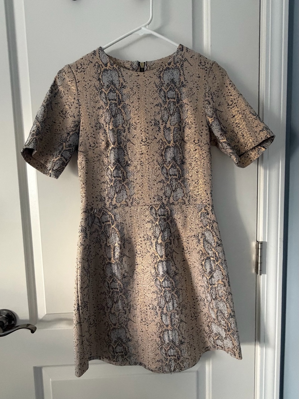 Topshop Beige and Gray Snake-Print Mini Dress